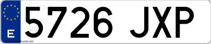 Ejemplo de matrícula española 5726 JXP