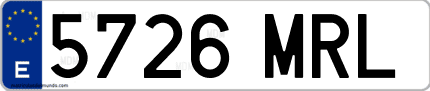 Ejemplo de matrícula de coche ordinaria 5726 MRL