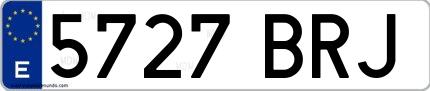 Ejemplo de matrícula española 5727 BRJ