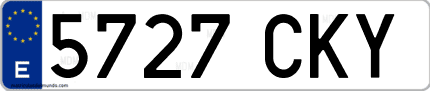 Ejemplo de matrícula de coche ordinaria 5727 CKY