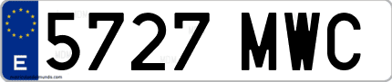 Ejemplo de matrícula de coche ordinaria 5727 MWC