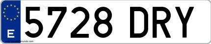 Ejemplo de matrícula española 5728 DRY