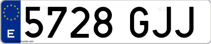 Ejemplo de matrícula de coche ordinaria 5728 GJJ