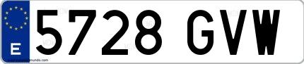 Ejemplo de matrícula española 5728 GVW