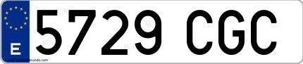 Ejemplo de matrícula española 5729 CGC