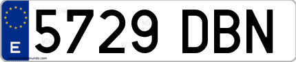 Ejemplo de matrícula de coche ordinaria 5729 DBN