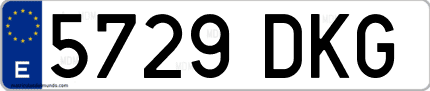 Ejemplo de matrícula de coche ordinaria 5729 DKG