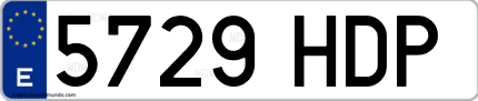 Ejemplo de matrícula de coche ordinaria 5729 HDP