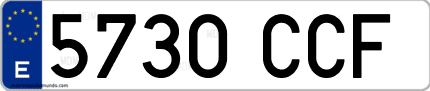 Ejemplo de matrícula de coche ordinaria 5730 CCF