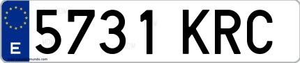 Ejemplo de matrícula española 5731 KRC