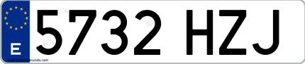 Ejemplo de matrícula española 5732 HZJ
