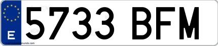 Ejemplo de matrícula española 5733 BFM