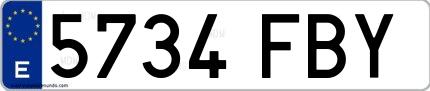 Ejemplo de matrícula española 5734 FBY