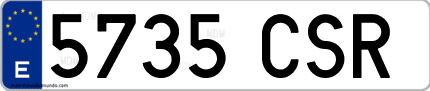 Ejemplo de matrícula de coche ordinaria 5735 CSR