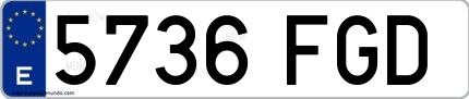 Ejemplo de matrícula española 5736 FGD