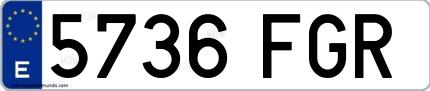 Ejemplo de matrícula española 5736 FGR