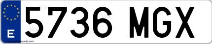 Ejemplo de matrícula española 5736 MGX