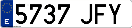 Ejemplo de matrícula de coche ordinaria 5737 JFY