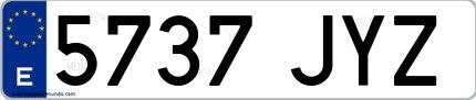 Ejemplo de matrícula española 5737 JYZ