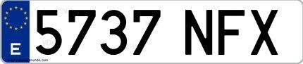 Ejemplo de matrícula española 5737 NFX