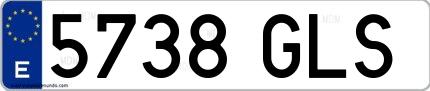 Ejemplo de matrícula española 5738 GLS