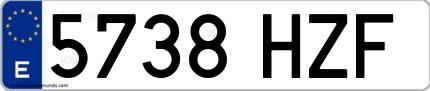 Ejemplo de matrícula española 5738 HZF