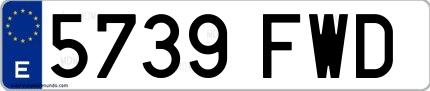Ejemplo de matrícula española 5739 FWD