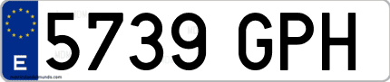 Ejemplo de matrícula de coche ordinaria 5739 GPH