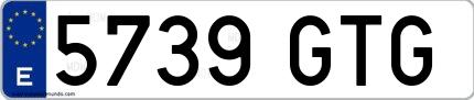 Ejemplo de matrícula española 5739 GTG