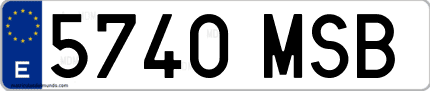 Ejemplo de matrícula de coche ordinaria 5740 MSB