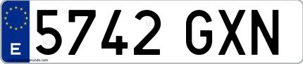 Ejemplo de matrícula española 5742 GXN
