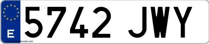 Ejemplo de matrícula española 5742 JWY