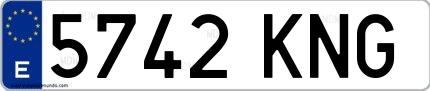 Ejemplo de matrícula española 5742 KNG