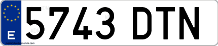 Ejemplo de matrícula de coche ordinaria 5743 DTN