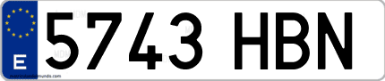 Ejemplo de matrícula de coche ordinaria 5743 HBN