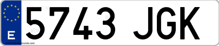 Ejemplo de matrícula de coche ordinaria 5743 JGK
