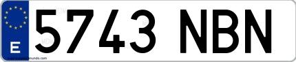 Ejemplo de matrícula española 5743 NBN