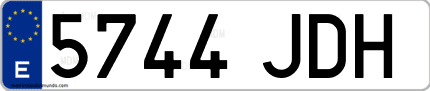 Ejemplo de matrícula de coche ordinaria 5744 JDH