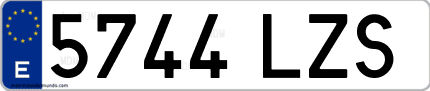 Ejemplo de matrícula de coche ordinaria 5744 LZS