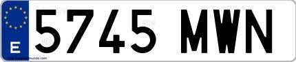 Ejemplo de matrícula española 5745 MWN
