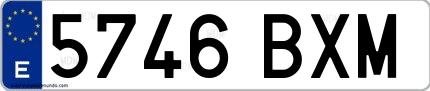 Ejemplo de matrícula española 5746 BXM