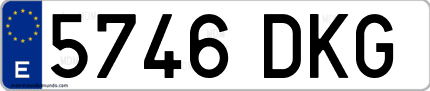Ejemplo de matrícula de coche ordinaria 5746 DKG