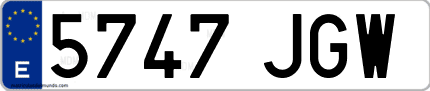 Ejemplo de matrícula de coche ordinaria 5747 JGW