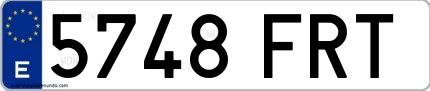 Ejemplo de matrícula española 5748 FRT