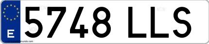 Ejemplo de matrícula española 5748 LLS