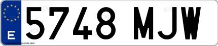 Ejemplo de matrícula española 5748 MJW