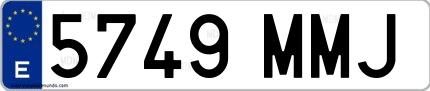 Ejemplo de matrícula española 5749 MMJ