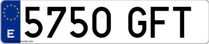 Ejemplo de matrícula española 5750 GFT