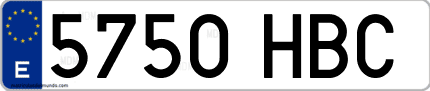 Ejemplo de matrícula de coche ordinaria 5750 HBC