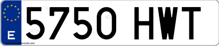 Ejemplo de matrícula de coche ordinaria 5750 HWT